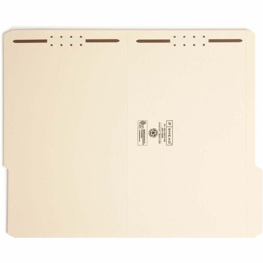 Smead 1/3 Tab Cut Legal Recycled Fastener Folder - 8 1/2’’ x 14’’ - 2 2K Fastener(s) - Top Location - Third Position