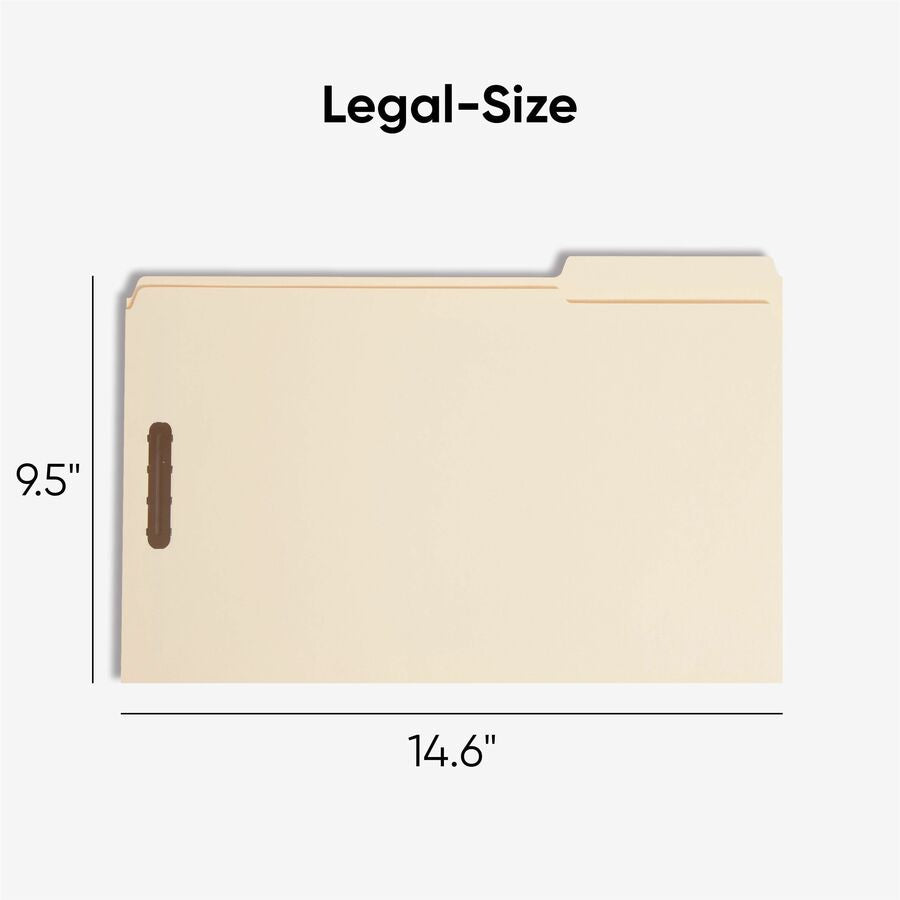 Smead 1/3 Tab Cut Legal Recycled Fastener Folder - 8 1/2’’ x 14’’ - 3/4’’ Expansion - 2 2K Fastener(s) - 2’’