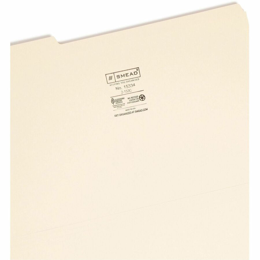 Smead 1/3 Tab Cut Legal Recycled Top Tab File Folder - Right