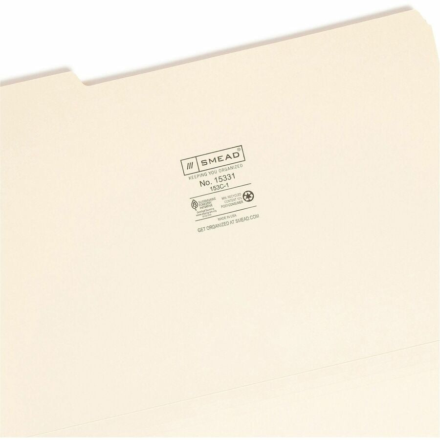 Smead 1/3 Tab Cut Legal Recycled Top Tab File Folder - Right
