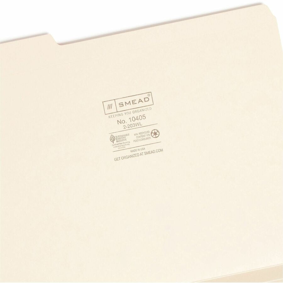 Smead 1/3 Tab Cut Letter Recycled Expanding File - 8 1/2’’ x 11’’ - 1 Expansion - Top Location - Assorted Position