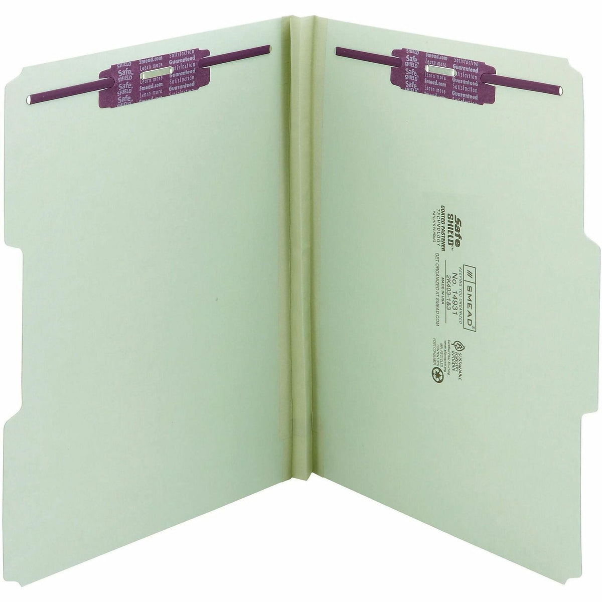 Smead 1/3 Tab Cut Letter Recycled Fastener Folder - 8 1/2’’ x 11’’ - 1’’ Expansion - 2 2S Fastener(s) - 2’’