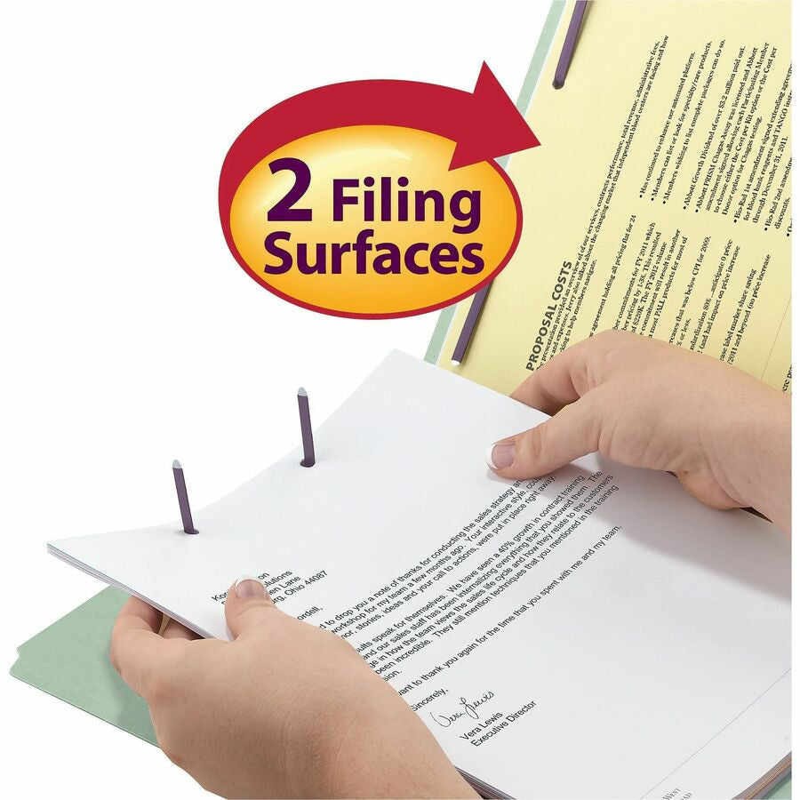 Smead 1/3 Tab Cut Letter Recycled Fastener Folder - 8 1/2’’ x 11’’ - 1’’ Expansion - 2 2S Fastener(s) - 2’’