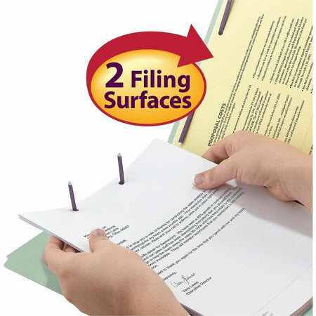 Smead 1/3 Tab Cut Letter Recycled Fastener Folder - 8 1/2’’ x 11’’ - 1’’ Expansion - 2 2S Fastener(s) - 2’’