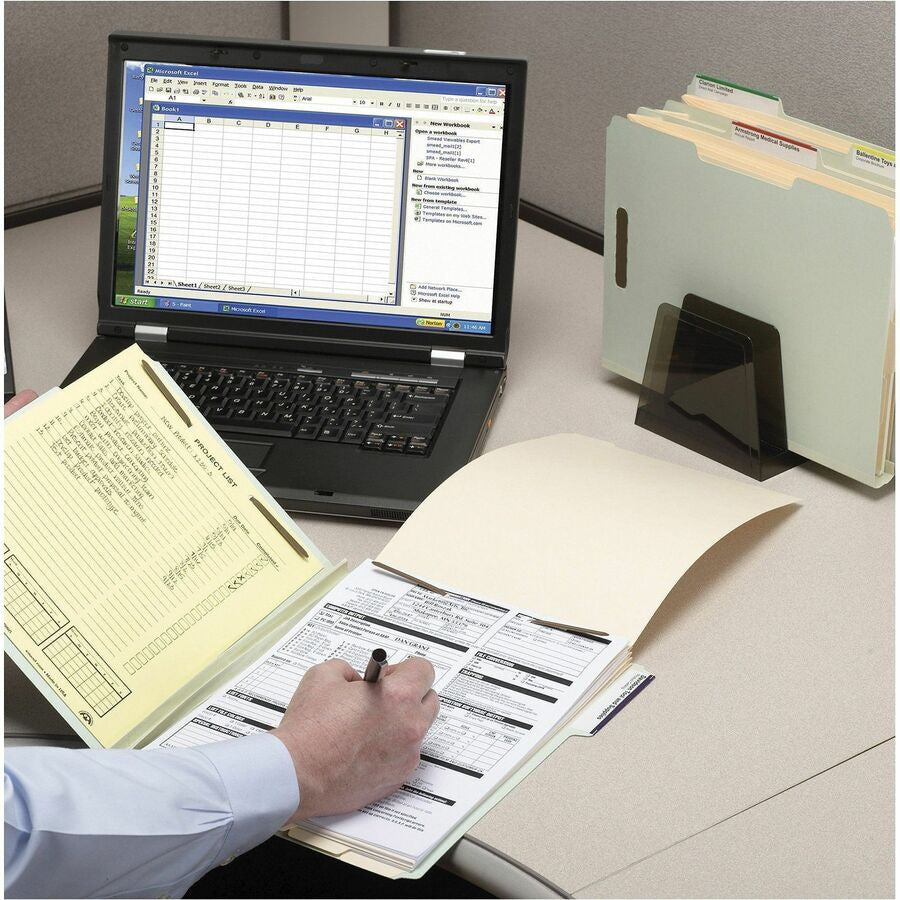 Smead 1/3 Tab Cut Letter Recycled Fastener Folder - 8 1/2’’ x 11’’ - 1’’ Expansion - 2 2K Fastener(s) - 2’’