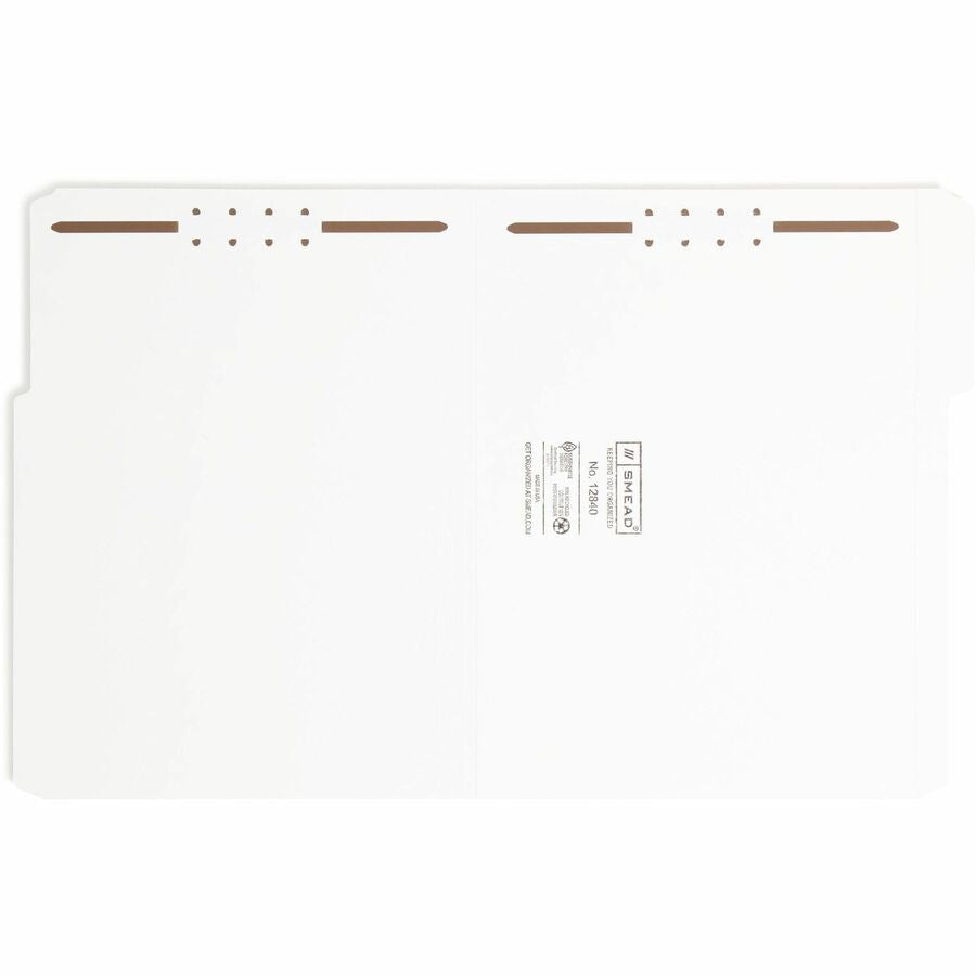 Smead 1/3 Tab Cut Letter Recycled Fastener Folder - 8 1/2’’ x 11’’ - 3/4’’ Expansion - 2 Prong K Style Fastener(s)