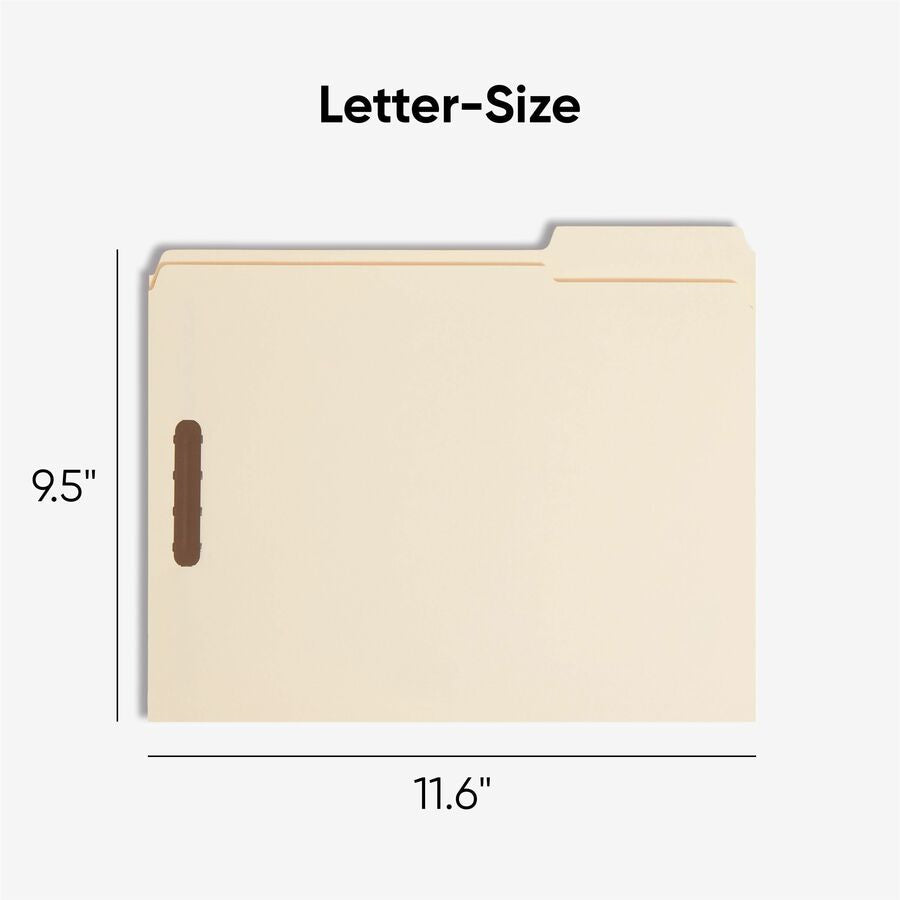 Smead 1/3 Tab Cut Letter Recycled Fastener Folder - 8 1/2’’ x 11’’ - 3/4’’ Expansion - 2 2K Fastener(s) - 2’’