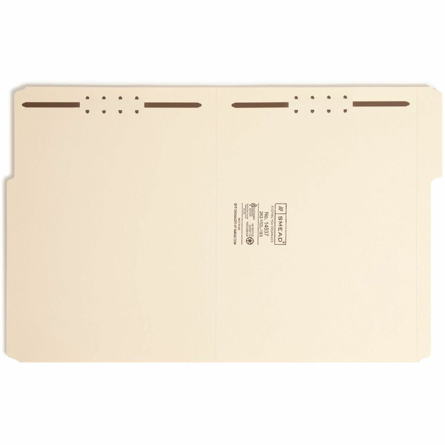 Smead 1/3 Tab Cut Letter Recycled Fastener Folder - 8 1/2’’ x 11’’ - 3/4’’ Expansion - 2 2K Fastener(s) - 2’’