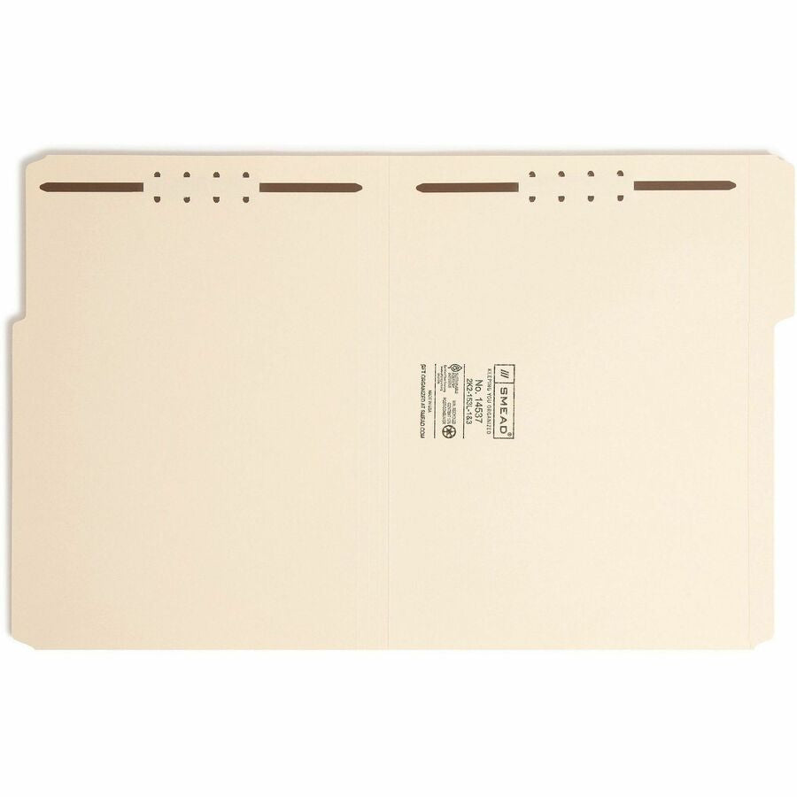 Smead 1/3 Tab Cut Letter Recycled Fastener Folder - 8 1/2’’ x 11’’ - 3/4’’ Expansion - 2 2K Fastener(s) - 2’’