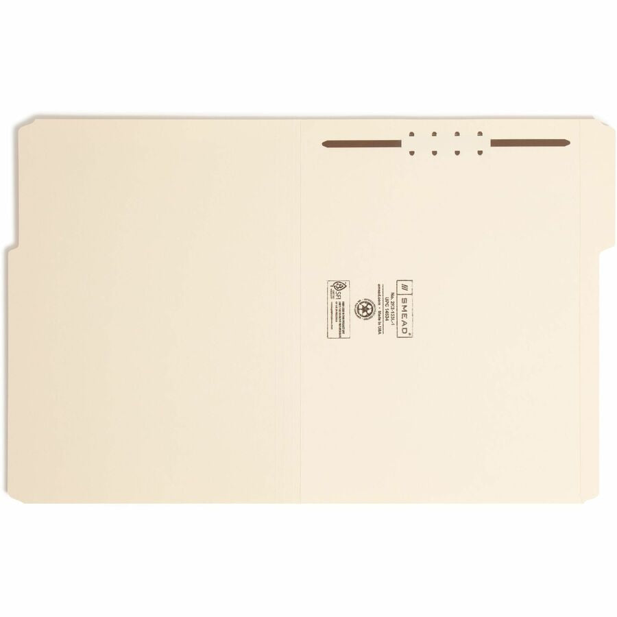 Smead 1/3 Tab Cut Letter Recycled Fastener Folder - 8 1/2’’ x 11’’ - 3/4’’ Expansion - 1 2K Fastener(s) - 2’’