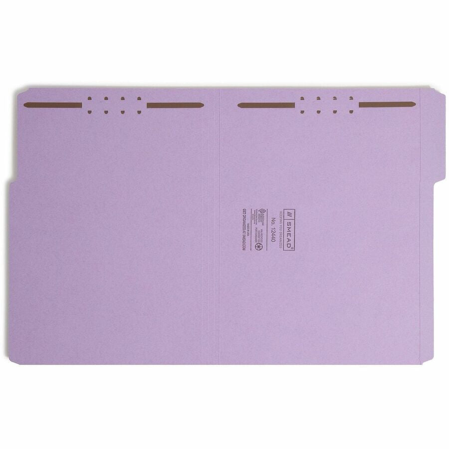 Smead 1/3 Tab Cut Letter Recycled Fastener Folder - 8 1/2’’ x 11’’ - 3/4’’ Expansion - 2 2K Fastener(s) - 2’’ Capacity