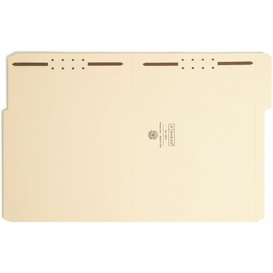 Smead 1/3 Tab Cut Letter Recycled Fastener Folder - 8 1/2’’ x 11’’ - 3/4’’ Expansion - 2 2K Fastener(s) - 2’’