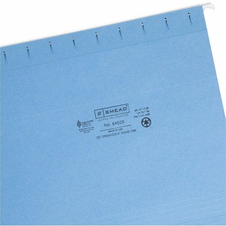 Smead 1/3 Tab Cut Letter Recycled Hanging Folder - 8 1/2’’ x 11’’ - Top Location - Assorted Position - 11 pt. - Poly