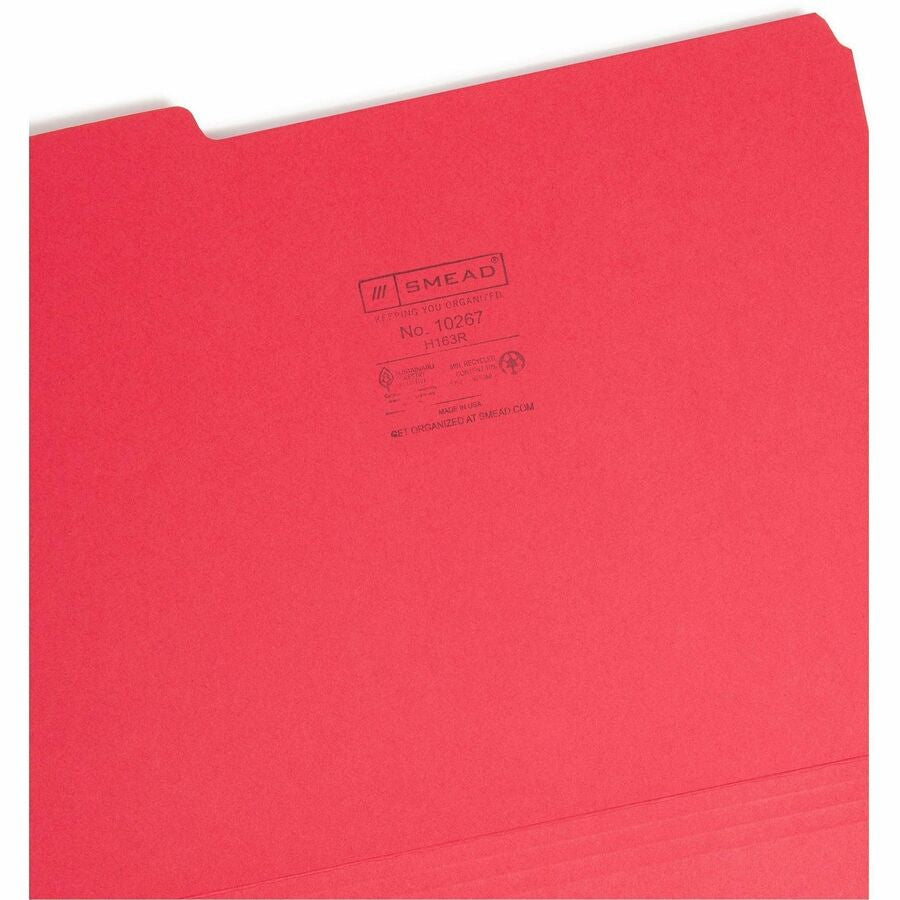Smead 1/3 Tab Cut Letter Recycled Interior File Folder - Right