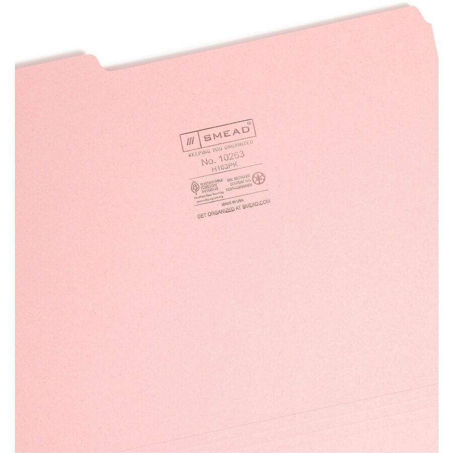 Smead 1/3 Tab Cut Letter Recycled Interior File Folder - Right