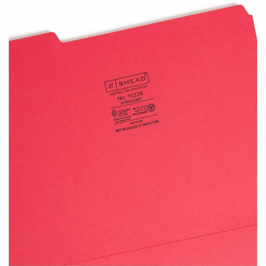 Smead 1/3 Tab Cut Letter Recycled Interior File Folder - Left