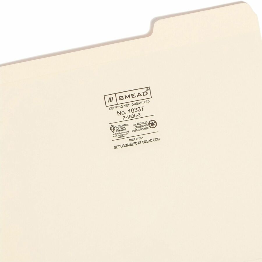Smead 1/3 Tab Cut Letter Recycled Top Tab File Folder - Right