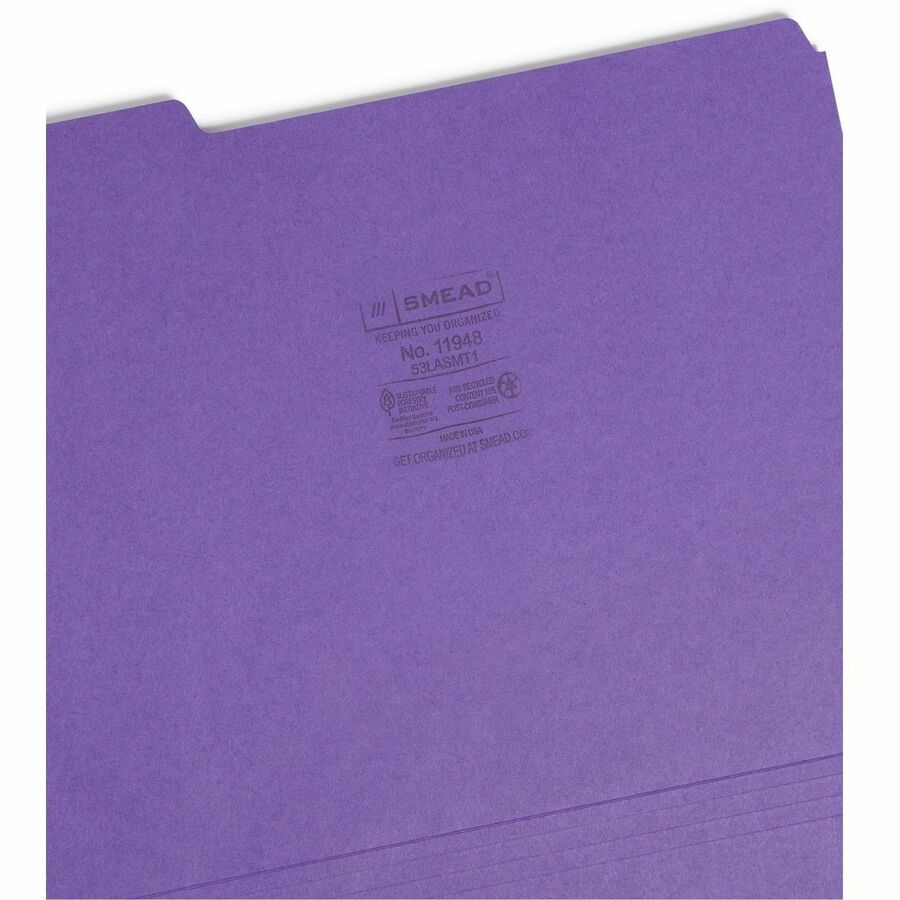 Smead 1/3 Tab Cut Letter Recycled Top Tab File Folder - Right