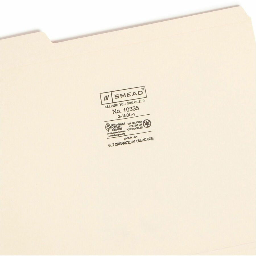 Smead 1/3 Tab Cut Letter Recycled Top Tab File Folder - Right