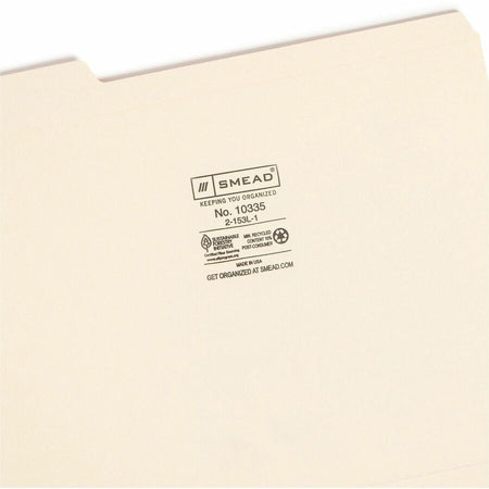 Smead 1/3 Tab Cut Letter Recycled Top Tab File Folder - Right