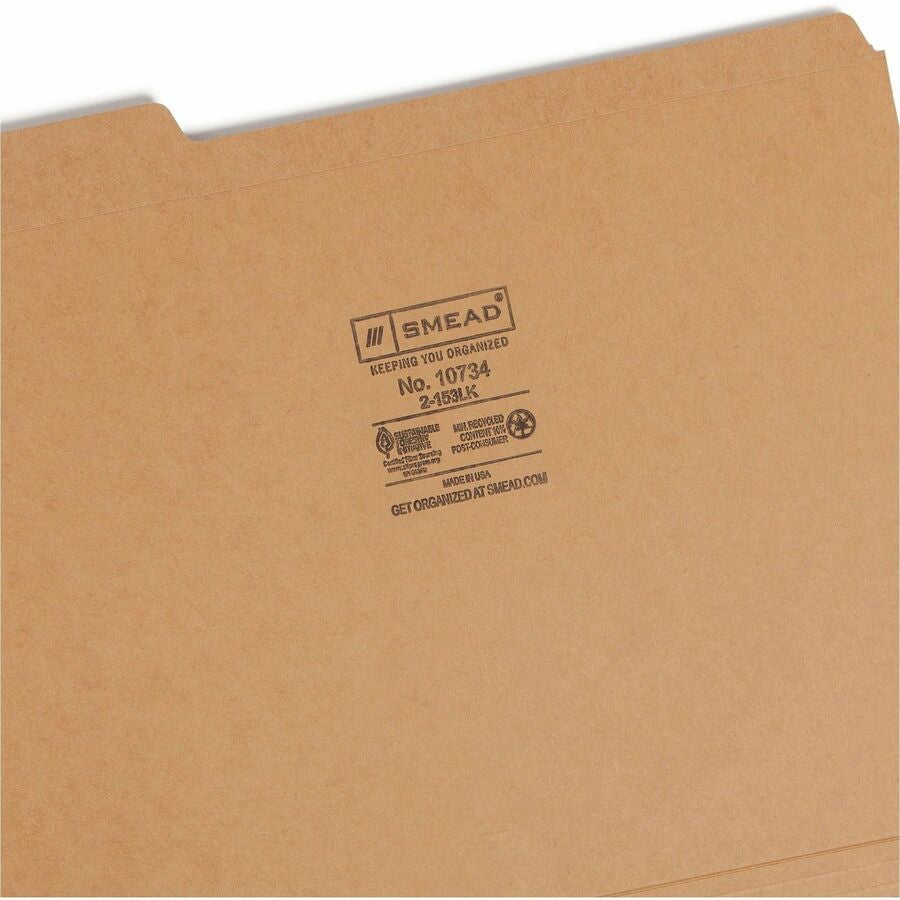 Smead 1/3 Tab Cut Letter Recycled Top Tab File Folder - Right