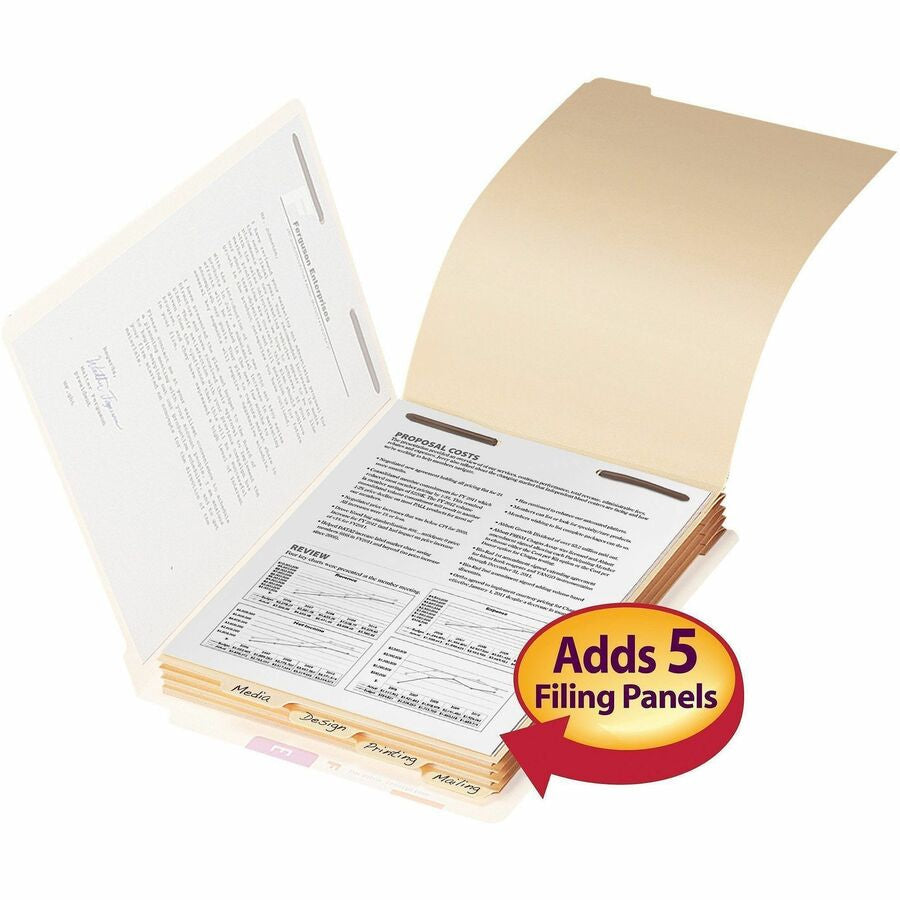 Smead 1/5 Tab Cut Letter Folder Divider with Fastener - Assorted Tab(s) - 10% Recycled - 50 / Pack - Filing Accessories