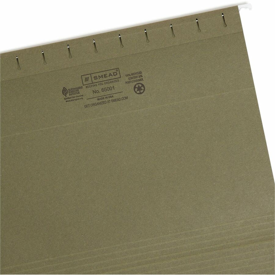 Smead 1/5 Tab Cut Letter Recycled Hanging Folder - Right
