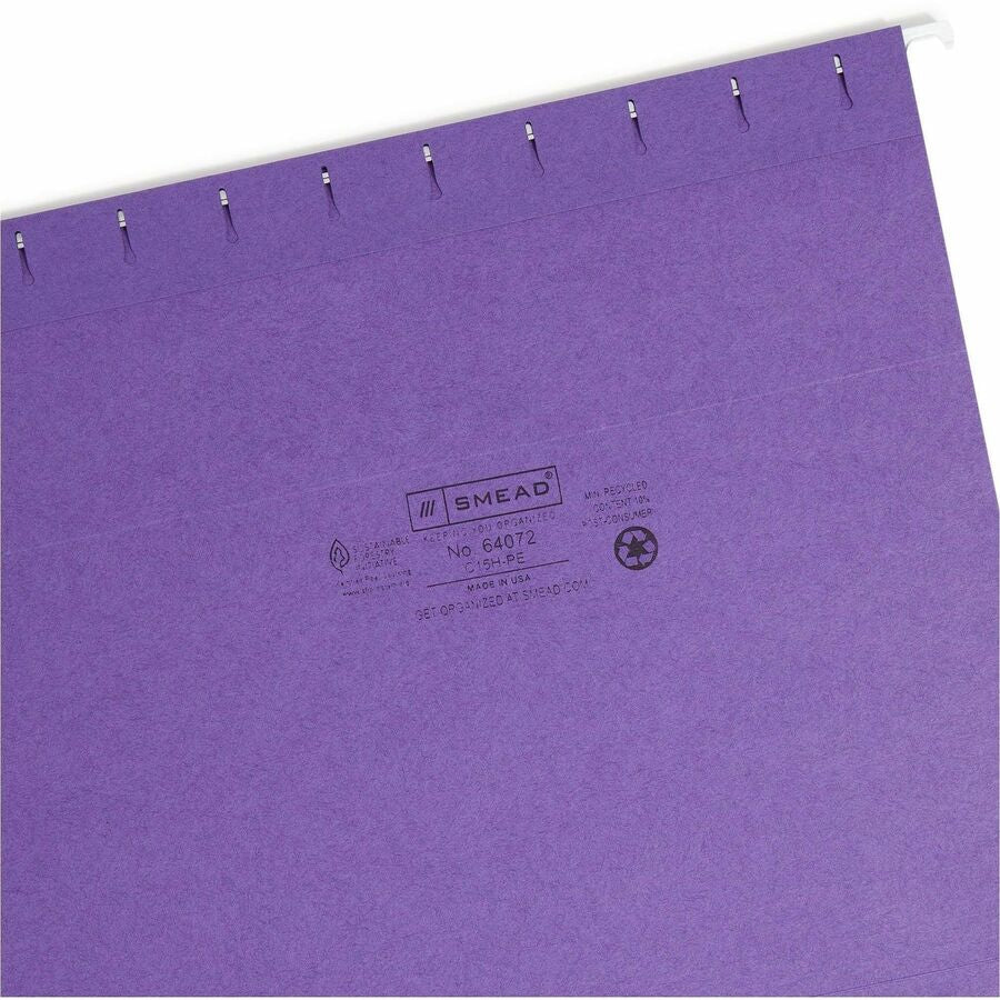 Smead 1/5 Tab Cut Letter Recycled Hanging Folder - Right