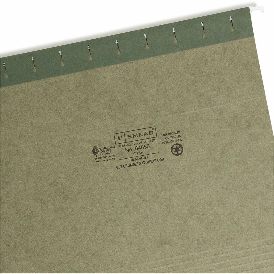 Smead 1/5 Tab Cut Letter Recycled Hanging Folder - Right