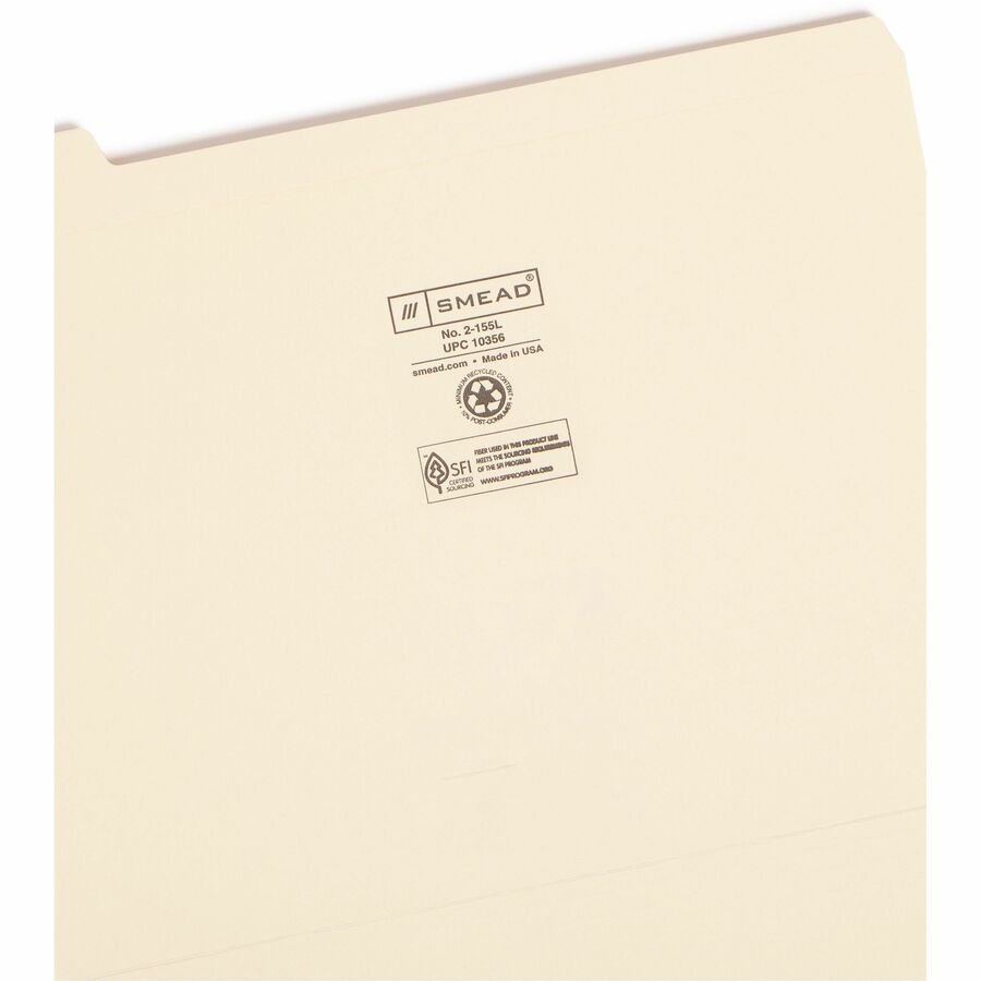 Smead 1/5 Tab Cut Letter Recycled Top Tab File Folder - Alternate-Image3