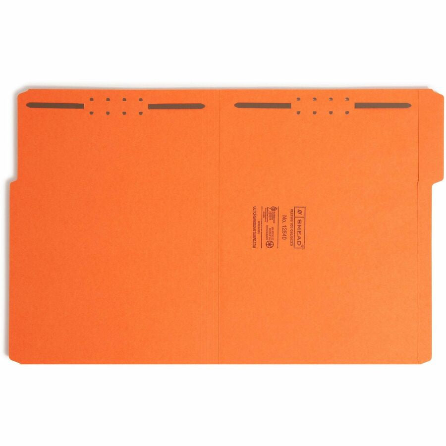 Smead 12540 1/3 Tab Cut Letter Recycled Fastener Folder - 8 1/2’’ x 11’’ - 2 2K Fastener(s) - 2’’ for - Top Location
