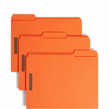 Smead 12540 Recycled Fastener Folder - Letter Size 2 Fasteners - Orange Tab - 50/Box - Folders