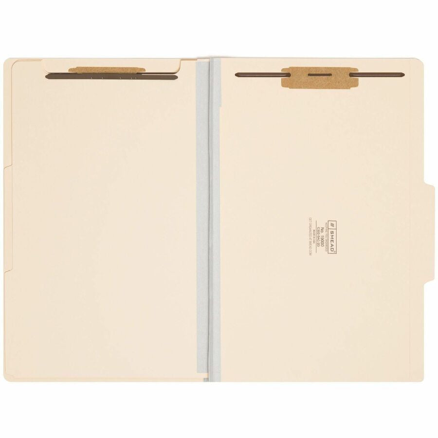 Smead 2/5 Tab Cut Legal Recycled Classification Folder - 8 1/2’’ x 14’’ - 2’’ Expansion - 2 2B Fastener(s)