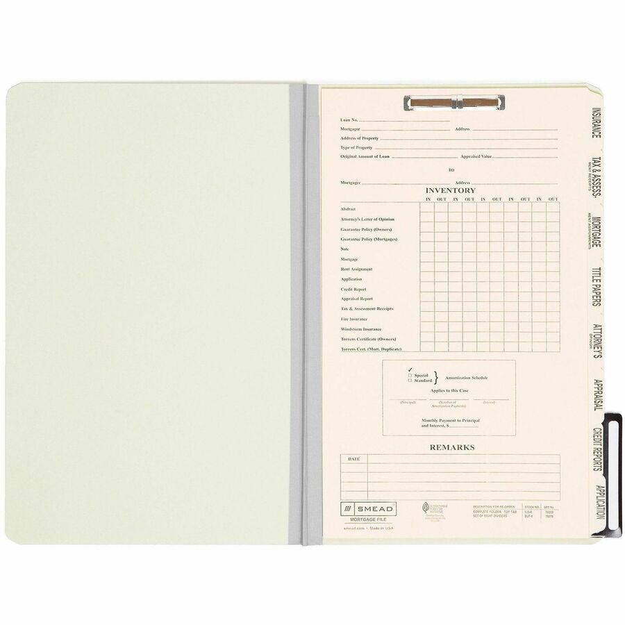 Smead 2/5 Tab Cut Legal Recycled Classification Folder - Front