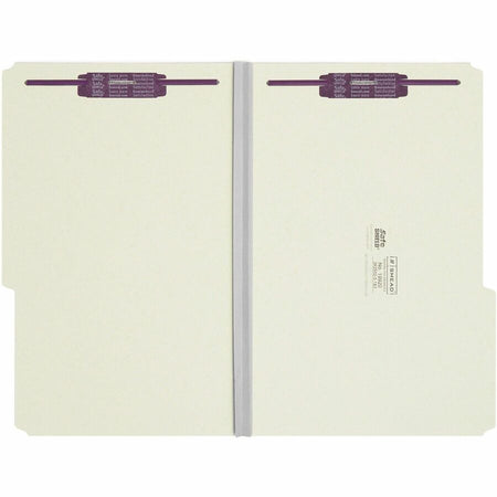 Smead 2/5 Tab Cut Legal Recycled Fastener Folder - 8 1/2’’ x 14’’ - 2’’ Expansion - 2 2S Fastener(s) - Top Location