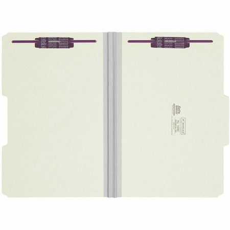 Smead 2/5 Tab Cut Legal Recycled Fastener Folder - 8 1/2’’ x 14’’ - 2’’ Expansion - 2 2S Fastener(s) - for - Folders