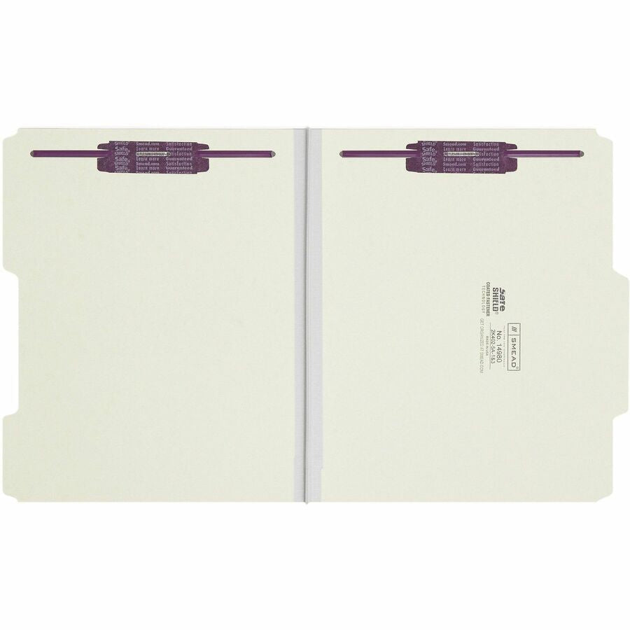 Smead 2/5 Tab Cut Letter Recycled Fastener Folder - 8 1/2’’ x 11’’ - 1’’ Expansion - 2 2S Fastener(s) - 2’’