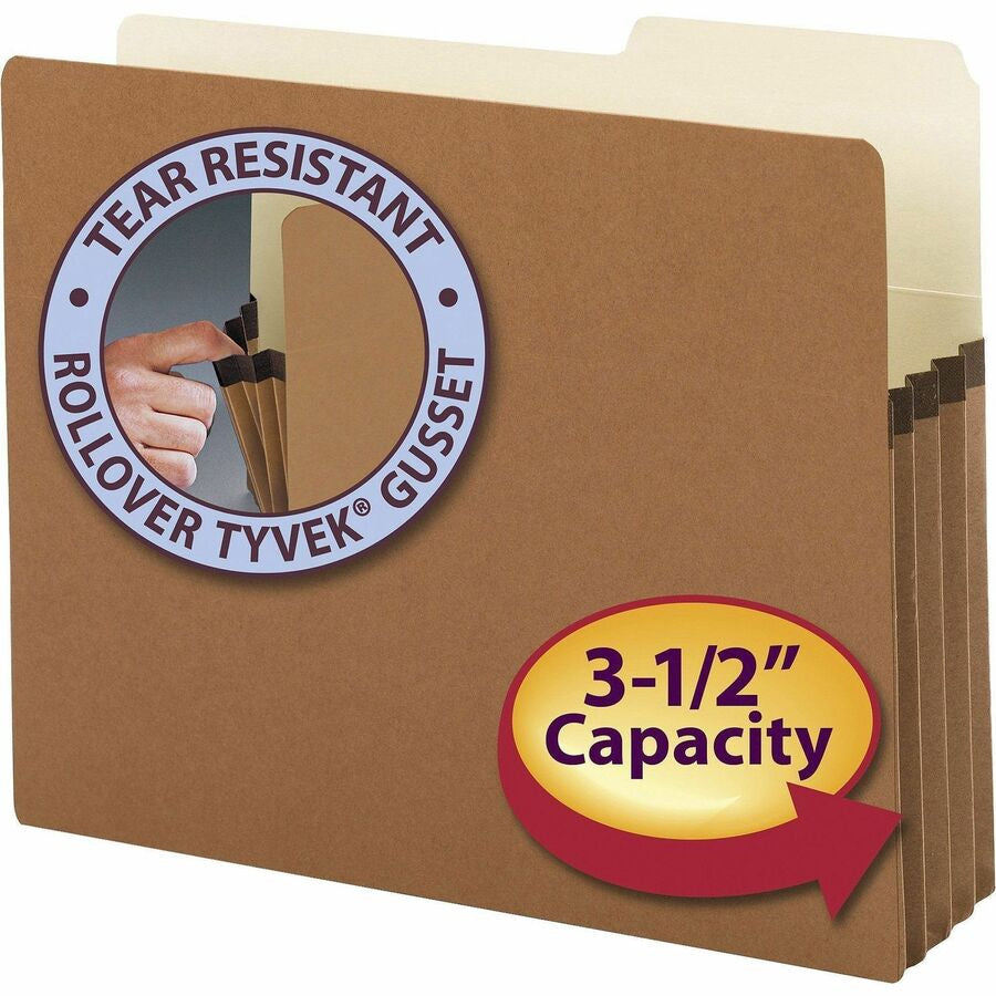 Smead 2/5 Tab Cut Letter Recycled File Pocket - 8 1/2’’ x 11’’ - 3 Expansion - Top Location - Right Position - 9 pt.
