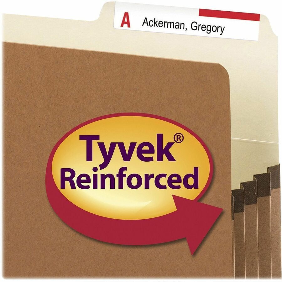 Smead 2/5 Tab Cut Letter Recycled File Pocket - 8 1/2’’ x 11’’ - 3 Expansion - Top Location - Right Position - 9 pt.