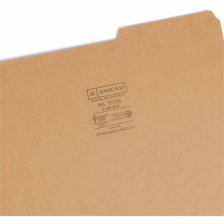 Smead 2/5 Tab Cut Letter Recycled Top File Folder - 8 1/2’’ x 11’’ - 3/4’’ Expansion - Location - Right Position