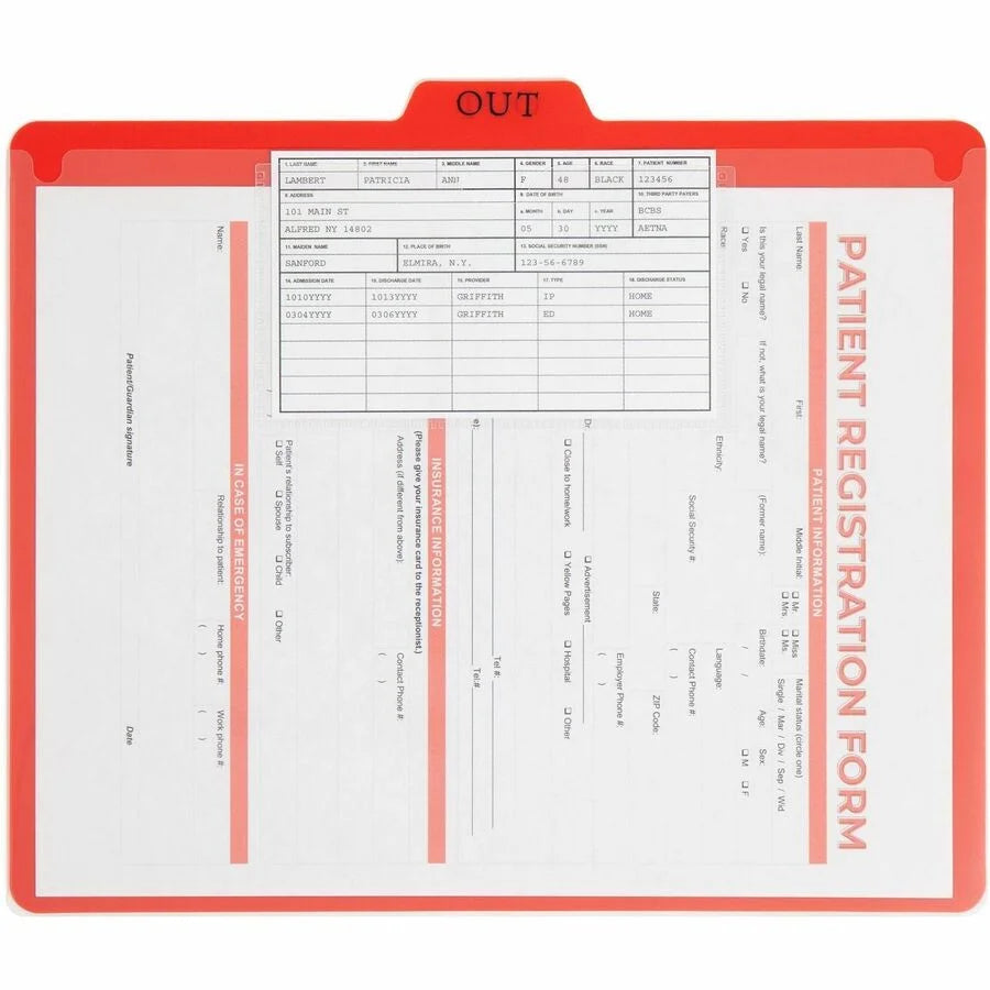 Smead 2-Pocket Out Guides: Bright Red Poly Tab(s) - Letter Size - Filing Guides