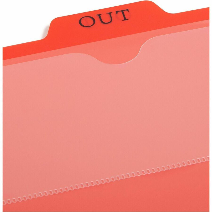 Smead 2-Pocket Out Guides - Printed Center Tab(s) - Message - 0.50’’ Tab Height - Letter - Bright Red Poly - 50 / Box