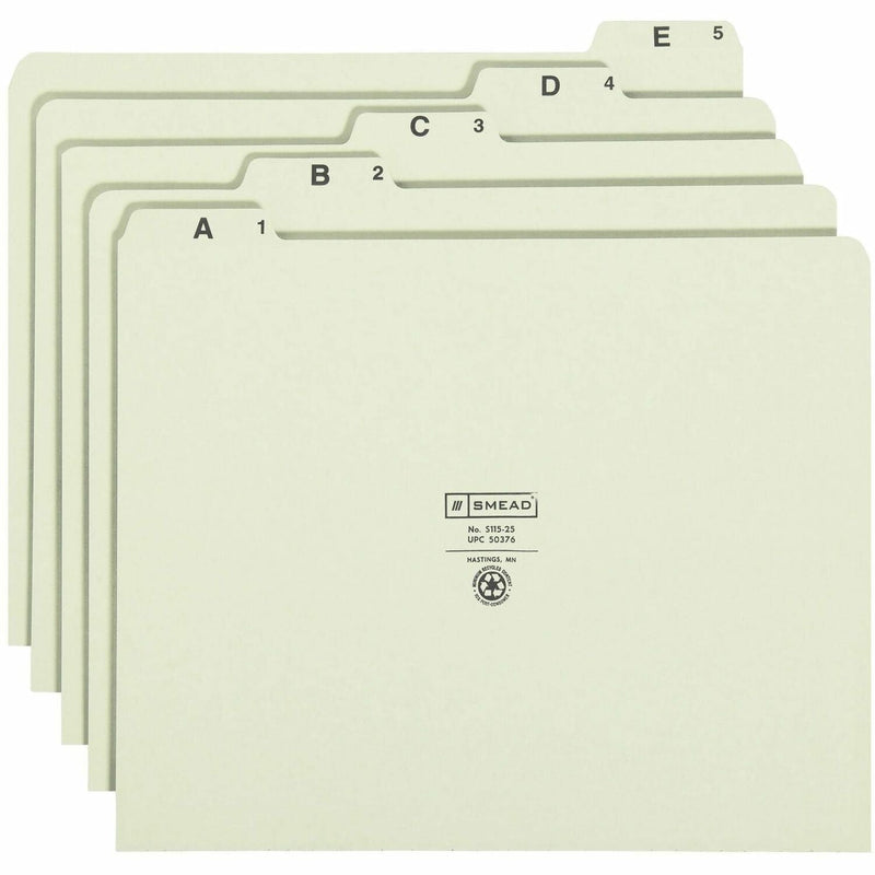 Smead A-Z 1/5 Tab Cut Recycled Letter Pressboard Guides - Assorted Tab(s) - 100% - 25 / Set - Filing