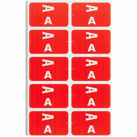 Smead AlphaZ ACCS Color-Coded Labels - A - x 1’’ Width 1 5/8’’ Length - Red - Laminated - 10 / Sheet - 100 / Pack
