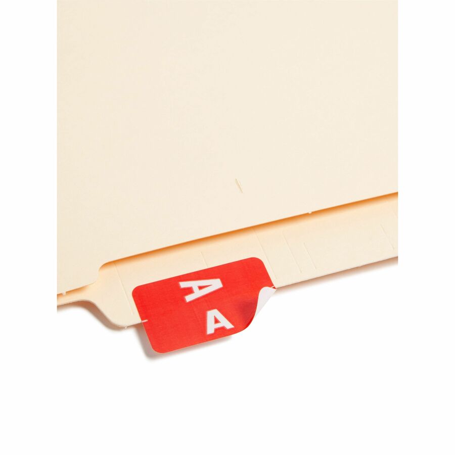 Smead AlphaZ ACCS Color-Coded Labels - A - x 1’’ Width 1 5/8’’ Length - Red - Laminated - 10 / Sheet - 100 / Pack