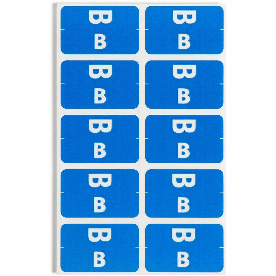 Smead AlphaZ ACCS Color-Coded Labels - B - x 1’’ Width 1 5/8’’ Length - Dark Blue - Laminated - 10 / Sheet - 100 / Pack