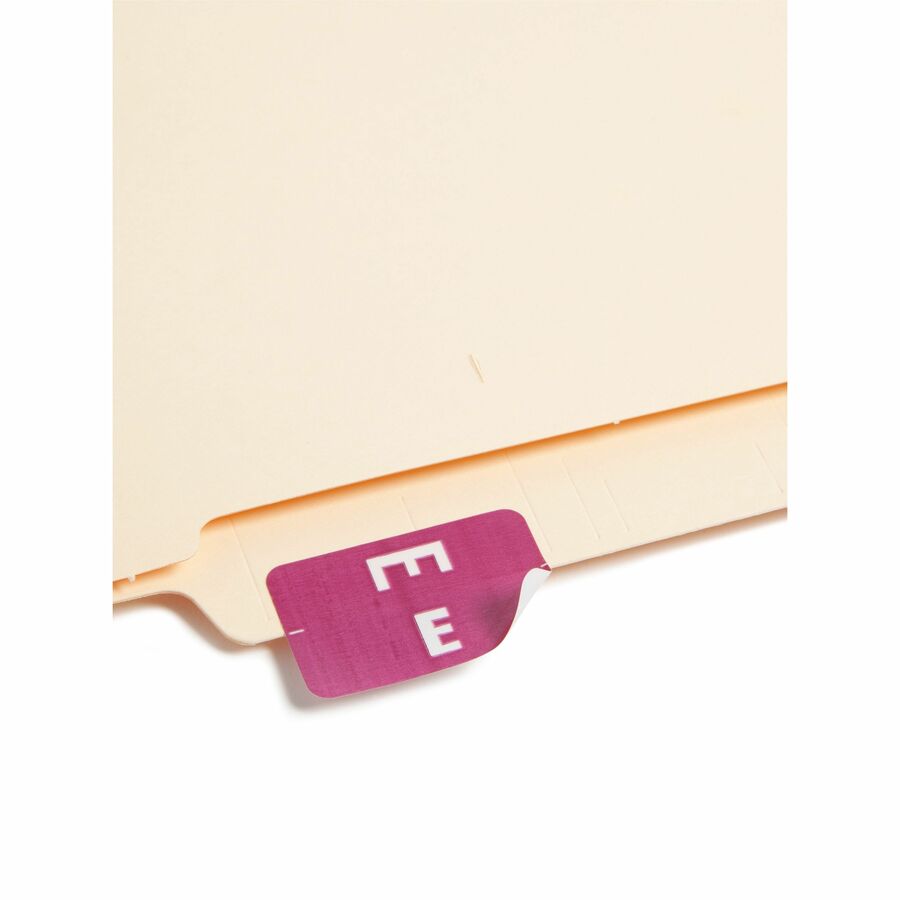 Smead AlphaZ ACCS Color-Coded Labels - E - x 1’’ Width 1 5/8’’ Length - Purple - Laminated - 10 / Sheet - 100 / Pack
