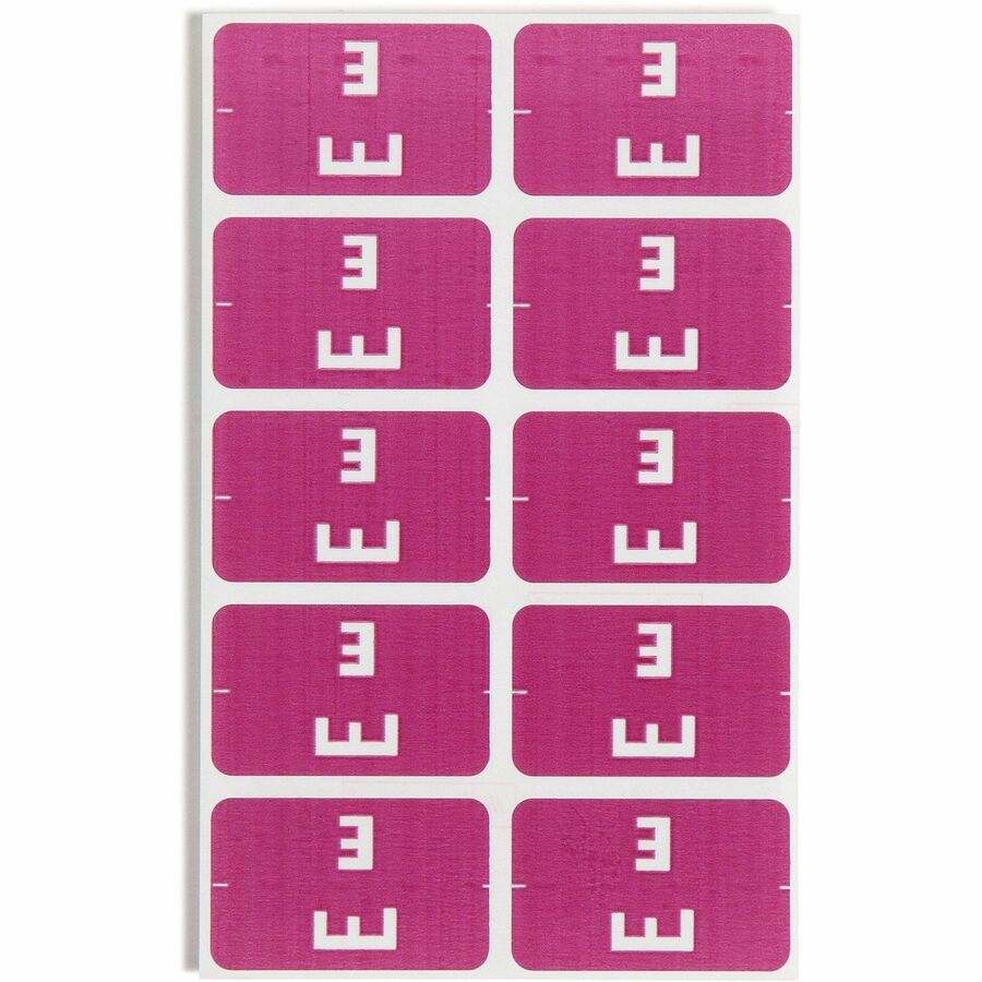 Smead AlphaZ ACCS Color-Coded Labels - E - x 1’’ Width 1 5/8’’ Length - Purple - Laminated - 10 / Sheet - 100 / Pack