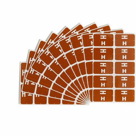 Smead AlphaZ ACCS Color-Coded Labels - H - x 1’’ Width 1 5/8’’ Length - Dark Brown - Laminated - 10 / Sheet - 100