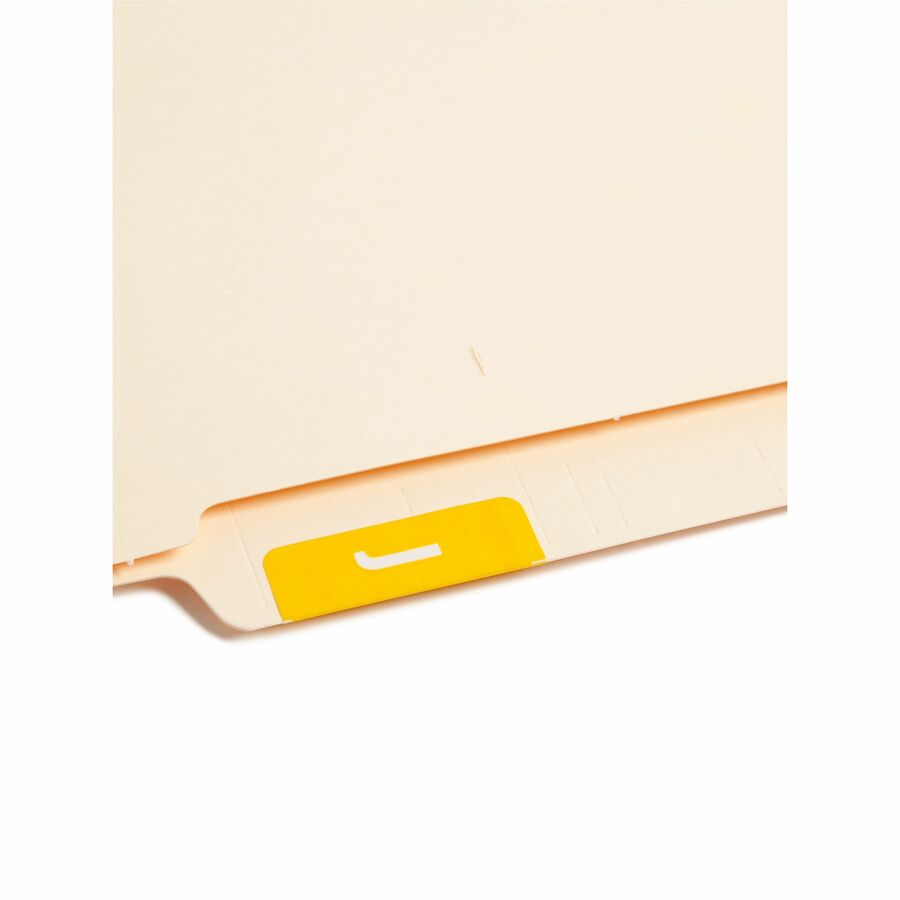 Smead AlphaZ ACCS Color-Coded Labels - J - x 1’’ Width 1 5/8’’ Length - Yellow - Laminated - 10 / Sheet - 100 / Pack